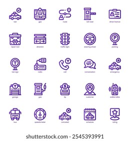 Taxi Service icon pack for your website, mobile, presentation, and logo design. Taxi Service icon basic line gradient design. Vector graphics illustration and editable stroke.