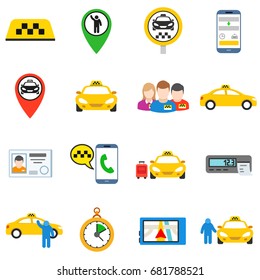 Taxi service icon set