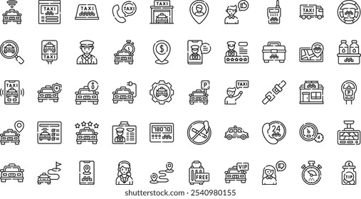 Taxi service icons High-Quality Vector Icons Collection with Editable Stroke. Ideal for Professional and Creative Projects.