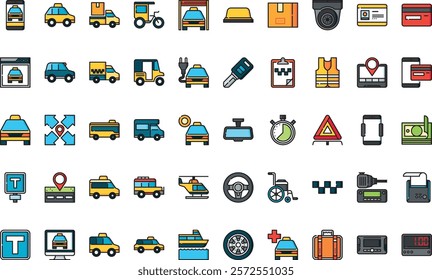 Taxi service icons High-Quality Vector Icons Collection with Editable Stroke. Ideal for Professional and Creative Projects.