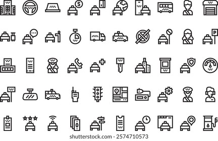 Taxi service icons High-Quality Vector Icons Collection with Editable Stroke. Ideal for Professional and Creative Projects