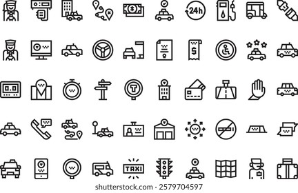 Taxi service icons High-Quality Vector Icons Collection with Editable Stroke. Ideal for Professional and Creative Projects