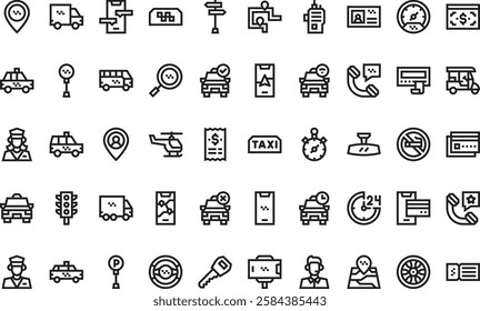 Taxi service icons High-Quality Vector Icons Collection with Editable Stroke. Ideal for Professional and Creative Projects.