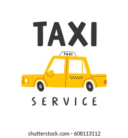 Taxi service, isolated on white cartoon logo