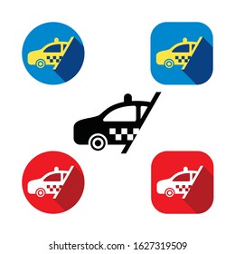 Taxi Service Logo Icons and Black Silhouette with Modern Design for Transportation