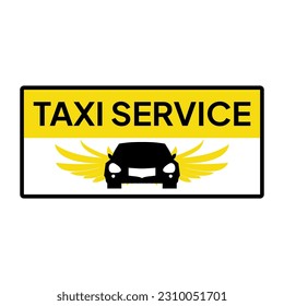 Taxi service logo or label on isolated white background