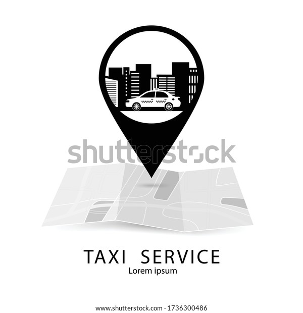 Taxi service logo template. Black and yellow\
silhouette of taxi for design\
web.
