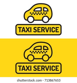 Taxi service. Logo vector illustrations on white and yellow background. Business concept.
