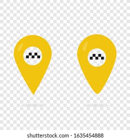 Taxi service. Taxi map pointer, taxi signs. Location. Taxi service icon set. Vector.