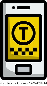 Taxi Service Mobile Application Icon. Editable Bold Outline With Color Fill Design. Vector Illustration.
