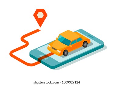 Taxi service for mobile internet app. Vector illustration