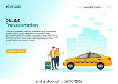 Taxi service. Mobile phone with taxi app and yellow taxi. People using online ordering taxi car sharing mobile application concept transportation carsharing service app.