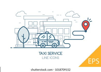 Taxi service. Modern design vector illustration line icons