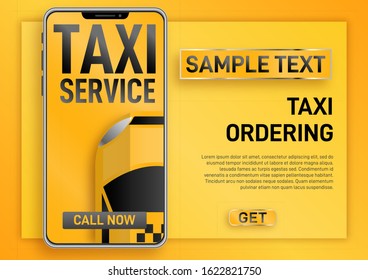 Taxi service. Online mobile application order taxi service horizontal illustration. Call a taxi