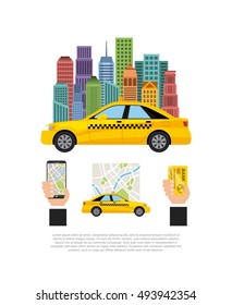 taxi service public transport app technology vector illustration design