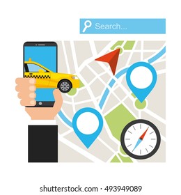 taxi service public transport app technology vector illustration design