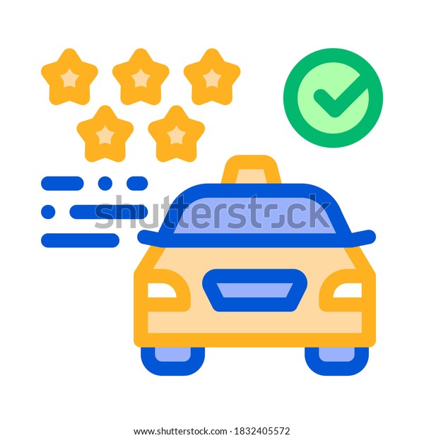 Taxi Service Rating Online Icon Vector Thin\
Line. Contour\
Illustration