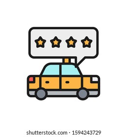 Taxi service rating, service quality flat color line icon.