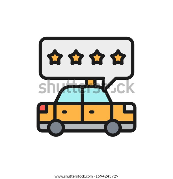 Taxi service rating, service quality flat color\
line icon.