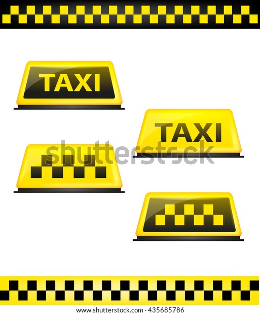 Taxi service sign yellow and black. Vector\
cab illustration