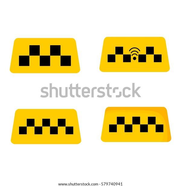 Taxi service sign yellow and black. Vector cab\
illustration. design\
concept