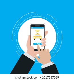 Taxi service smartphone application flat vector illustration design for web banners and apps