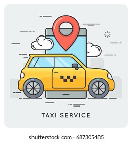 Taxi service. Thin line concept. Vector illustration.