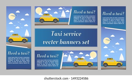 Taxi service vector banners set