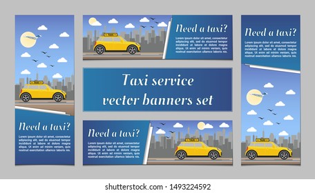Taxi service vector banners set