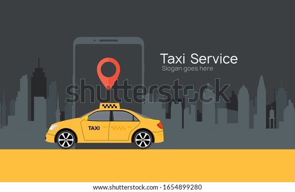 Taxi service vector cab app design flyer.\
Taxi mobile illustration car concept\
banner.