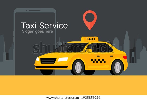 Taxi service vector cab app design flyer.\
Taxi mobile illustration car concept\
banner