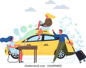 Taxi service, vector flat style design illustration