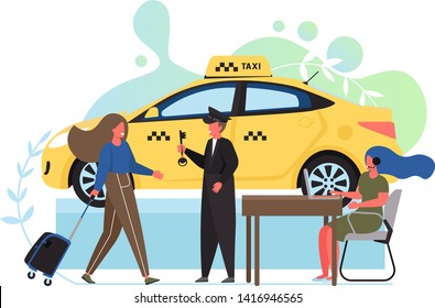 Taxi service, vector flat style design illustration