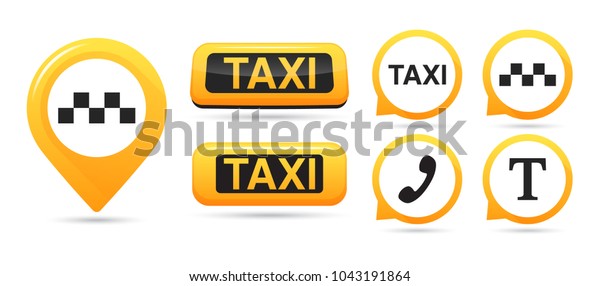 Taxi Service Vektorsymbole Taxi Karte Zeiger Taxischilder Symbol Fur Stock Vektorgrafik Lizenzfrei