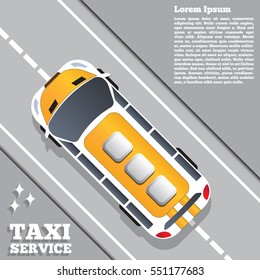 Taxi service. View from above. Template design presentation. Vector illustration. 