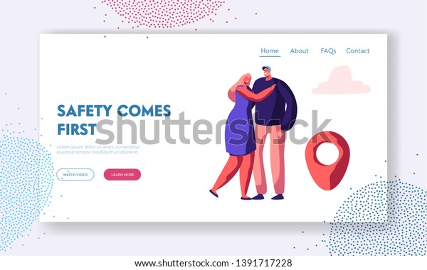 Taxi Service Website Landing Page, Young Hugging\
Couple Waiting Taxi Car, Passenger Delivery, Safe Transportation to\
Destination Place, Happy Clients Web Page. Cartoon Flat Vector\
Illustration, Banner