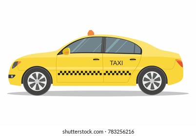 Taxi service Yellow Automobile on White Background