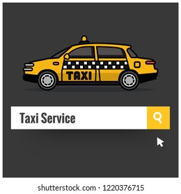 Taxi Services Written in Browser Search Bar with Mouse Pointer