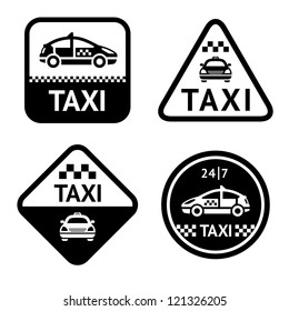 Taxi set black stickers,  vector illustration for your design