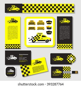 Taxi. Set of emblems. Elements of corporate style. Business card, flyer, banner.
