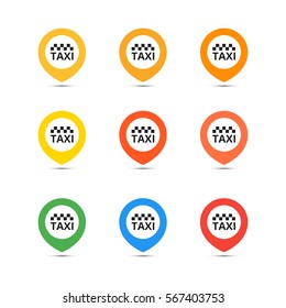 Taxi set icons. Vector coloful illustrations.