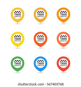 Taxi set icons. Vector coloful illustrations.