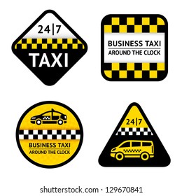 Taxi - set labels, vector illustration