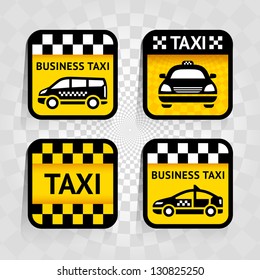 Taxi - set square stickers, vector illustration 10eps