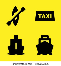 taxi, ship, cruiser front view and kayak vector icon set. Sample icons set for web and graphic design