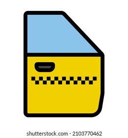 Icono de la puerta del lado del taxi. Contorno de negrita editable con diseño de relleno de color. Ilustración vectorial.