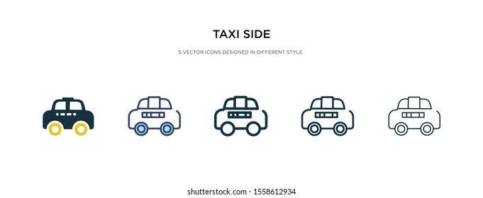 taxi side icon in different style vector illustration. two colored and black taxi side vector icons designed in filled, outline, line and stroke style can be used for web, mobile, ui