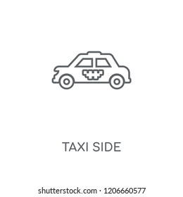 Taxi side linear icon. Taxi side concept stroke symbol design. Thin graphic elements vector illustration, outline pattern on a white background, eps 10.