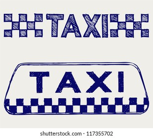 Taxi sign. Doodle style