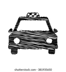 Taxi sign. Flat style icon with scribble effect